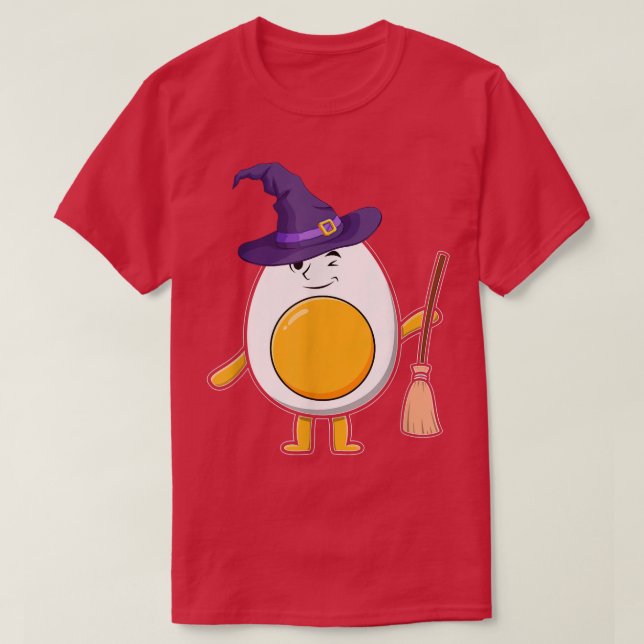 Deviled Egg With Witch Hat Halloween Costume Horn  T-Shirt (Design Front)