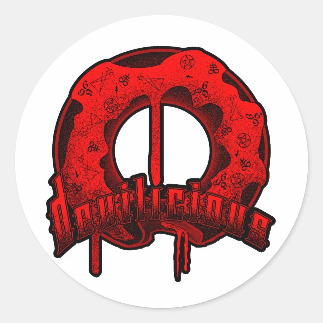 Devilicious doughnut classic round sticker (Front)