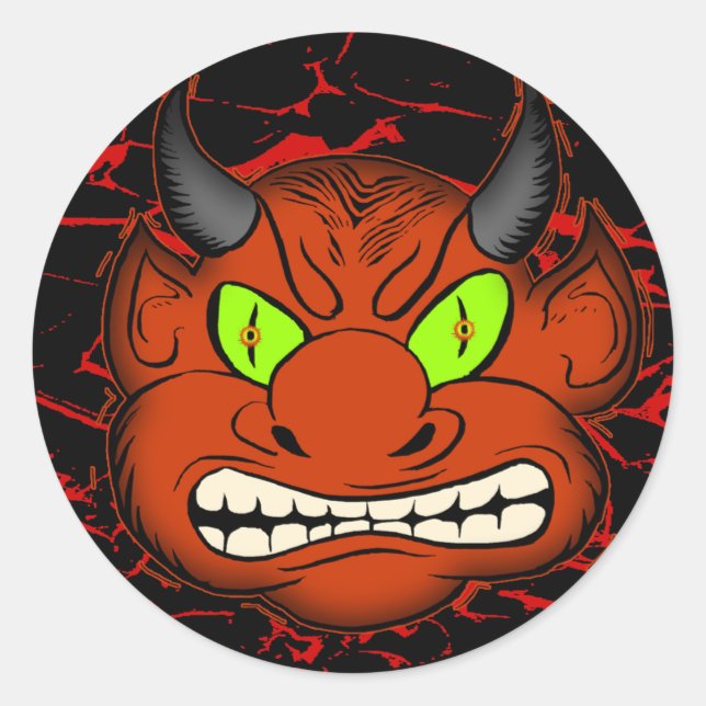 Devilish Demon Classic Round Sticker (Front)