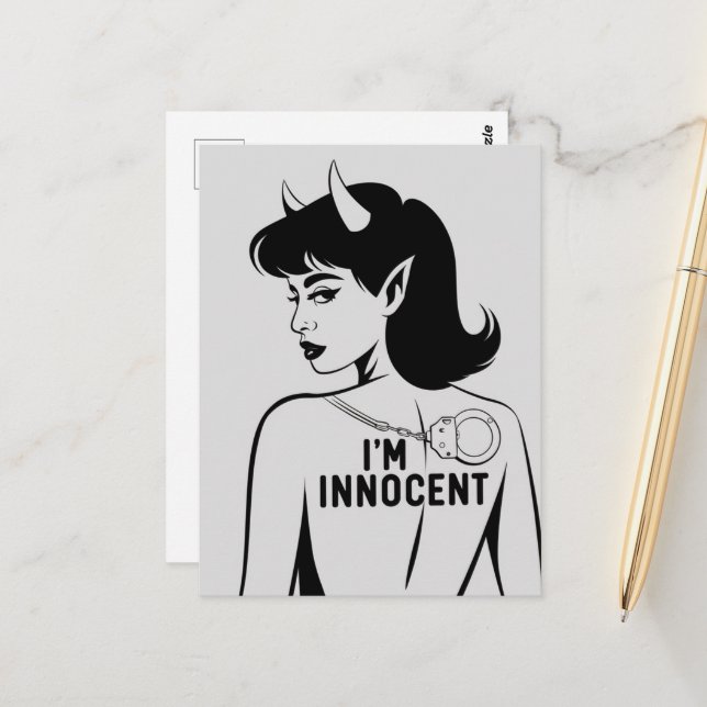 Devilish Innocent Woman Postcard (Front/Back In Situ)
