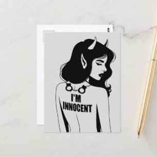 Devilish Innocent Woman Postcard