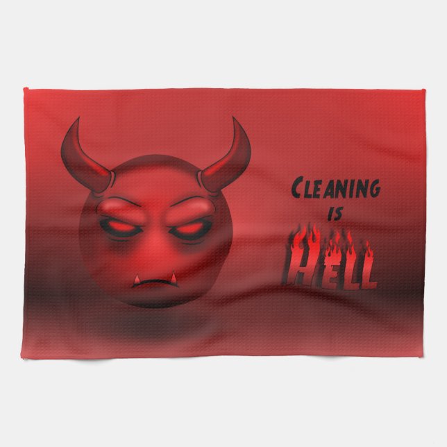 Devilmoji Kitchen Linen Tea Towel (Horizontal)