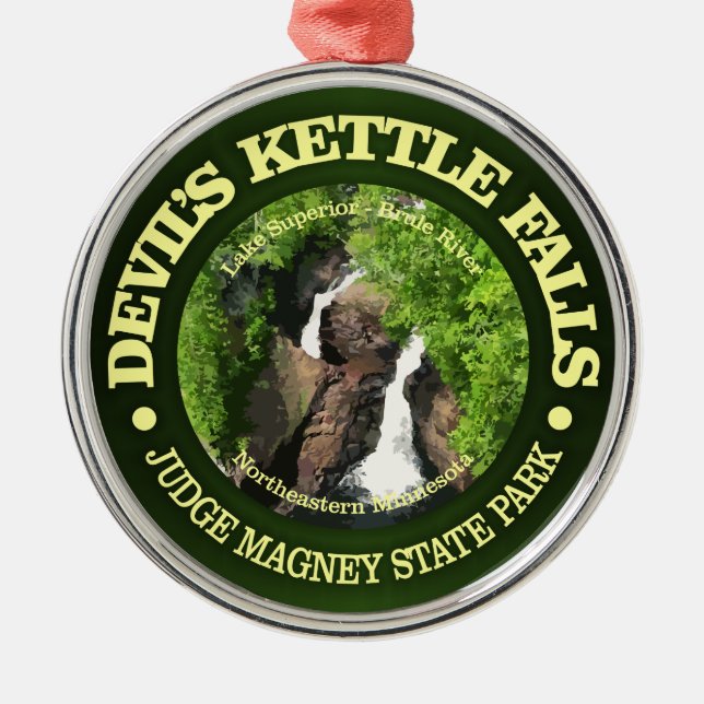 Devil's Kettle Falls Metal Tree Decoration (Front)
