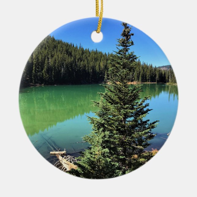 Devil's Lake, OR Ceramic Tree Decoration (Front)