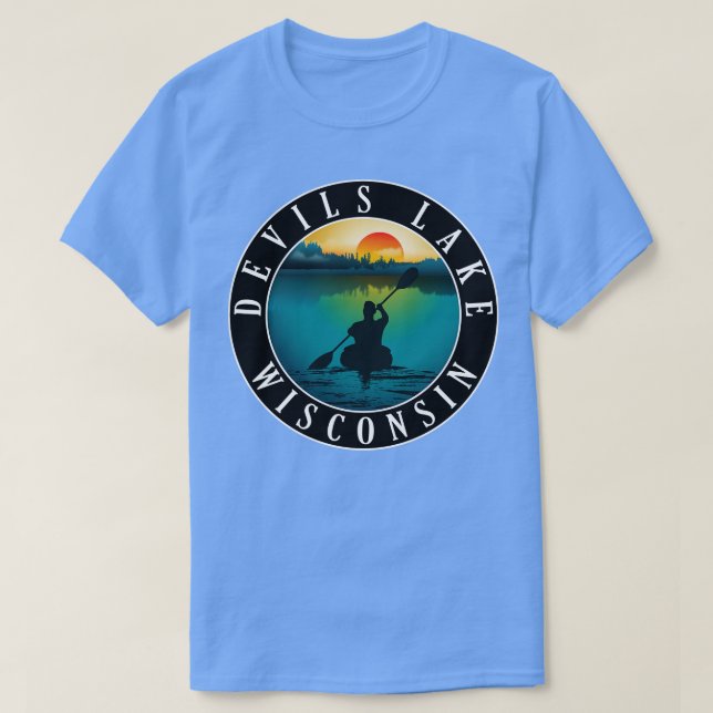 Devils Lake Wisconsin Kayaking T-Shirt (Design Front)