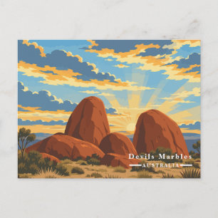 Devils Marbles Australia Vintage Travel Holiday Postcard