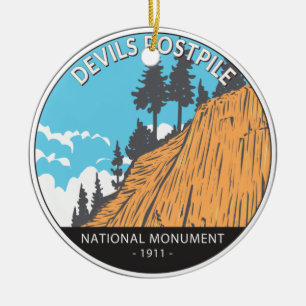Devils Postpile National Monument Vintage Ceramic Tree Decoration