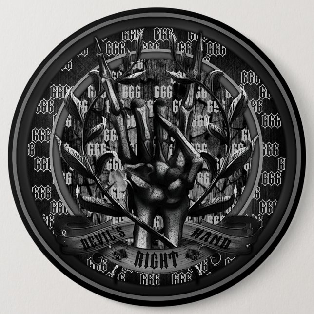 Devil's right hand 6 cm round badge (Front)