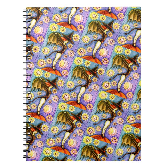 DEVIL'S TAIL WITCH & BAT WINGS, STARRY NIGHT SEXY NOTEBOOK (Front)