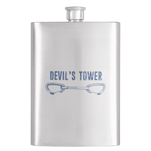 Devil's Tower Climbing Quickdraw Hip Flask (Front)