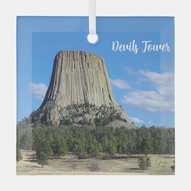 Devils Tower Glass Tree Decoration (Front)
