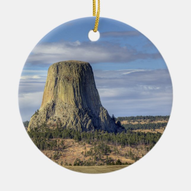 Devils Tower National Monument Ceramic Tree Decoration (Front)