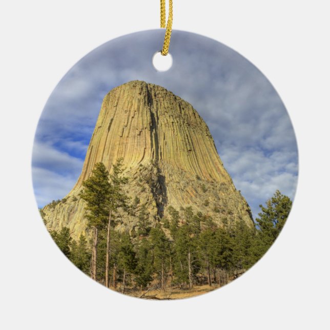 Devils Tower National Monument Ceramic Tree Decoration (Front)