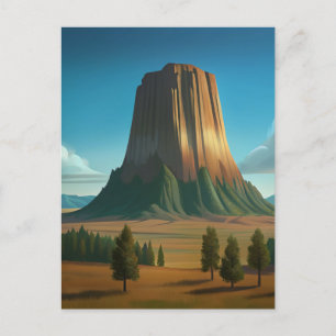 Devils Tower National Monument Illustration Postcard