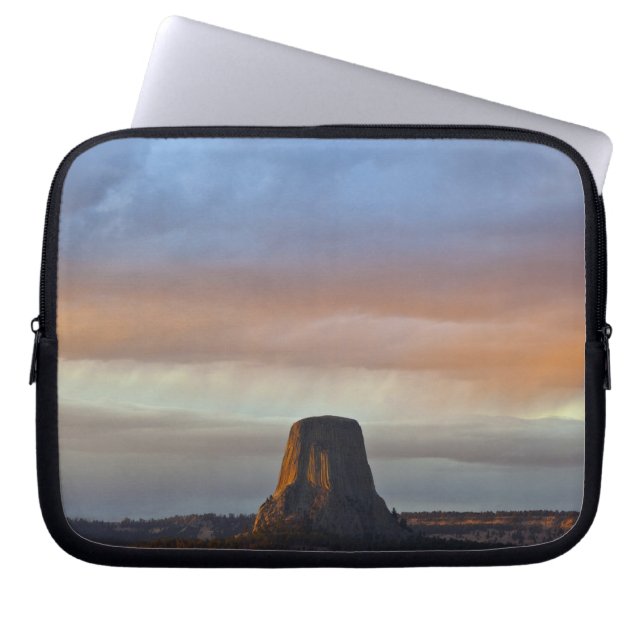 Devils Tower National Monument, Storm at Sunset Laptop Sleeve (Front)