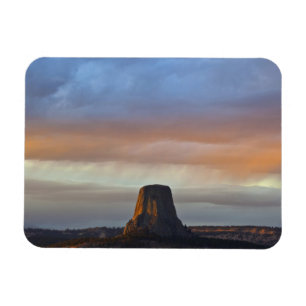 Devils Tower National Monument, Storm at Sunset Magnet