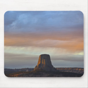 Devils Tower National Monument, Storm at Sunset Mouse Pad