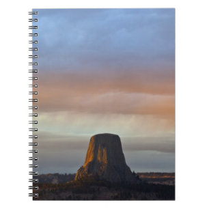 Devils Tower National Monument, Storm at Sunset Spiral Notebook