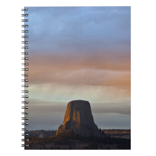 Devils Tower National Monument, Storm at Sunset Spiral Notebook (Front)