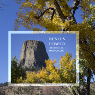 Devils Tower National Monument Trees Fall Foliage Postcard