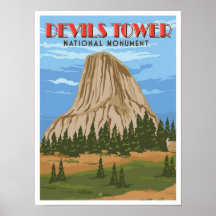 Devils Tower National Monument Vintage Travel