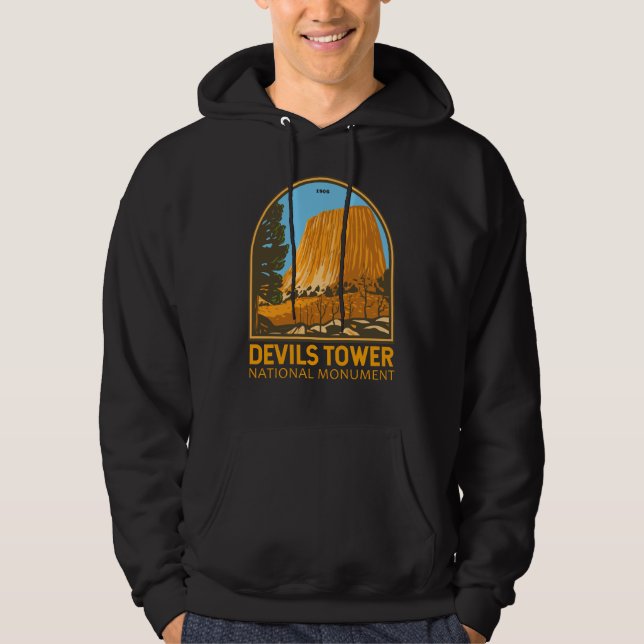 Devils Tower National Monument Wyoming Emblem Hoodie (Front)