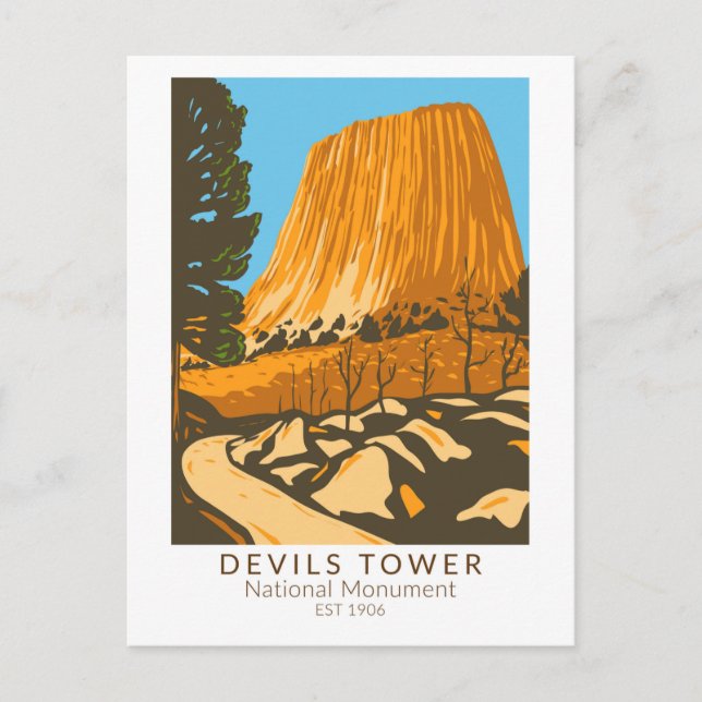 Devils Tower National Monument Wyoming Vintage Postcard (Front)