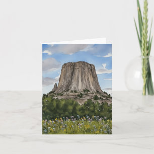 Devils Tower National Monument Wyoming Watercolor Card
