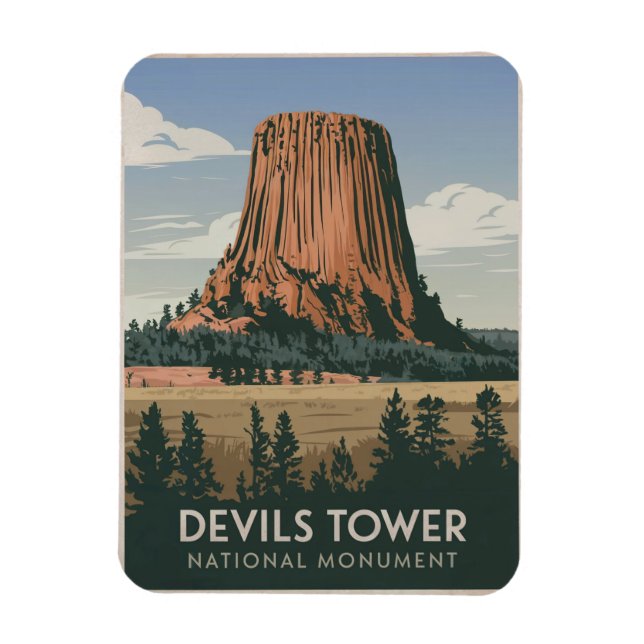 Devils Tower National Park Vintage Magnet (Vertical)