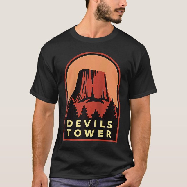 Devils Tower WY National Monument Raglan Baseball T-Shirt (Front)