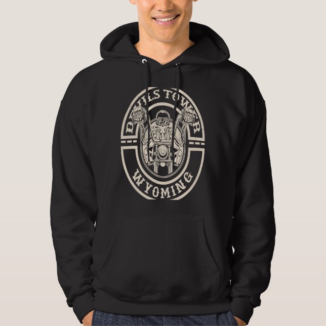 Devils Tower Wyoming Motorcycle Biker Hoodie (Front)
