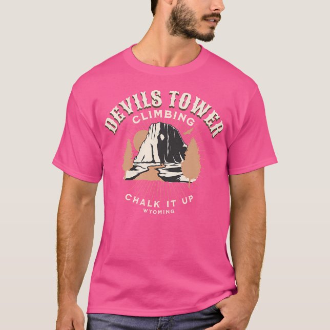 Devils Tower Wyoming Mountain Rock Climbing T-Shirt (Front)