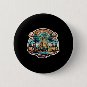 Devils Tower Wyoming National Monument Retro Vinta 6 Cm Round Badge
