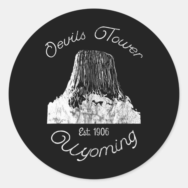 Devils Tower Wyoming National Monument Retro Vinta Classic Round Sticker (Front)