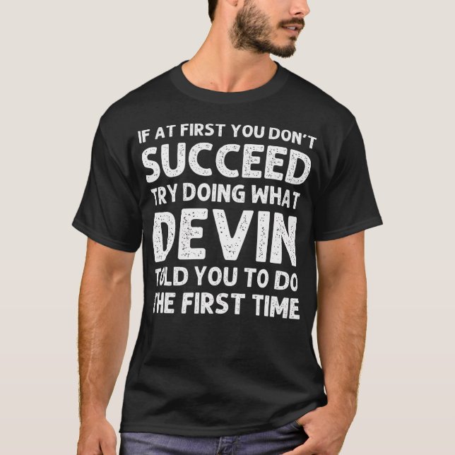 Devin Gift Name Personalised Birthday Funny Christ T-Shirt (Front)