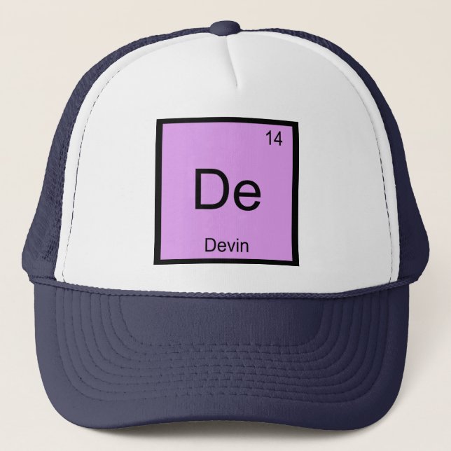 Devin Name Chemistry Element Periodic Table Trucker Hat (Front)
