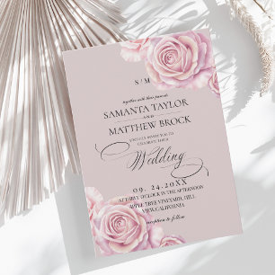 Devine Blush Pink Rose Wedding Invitation