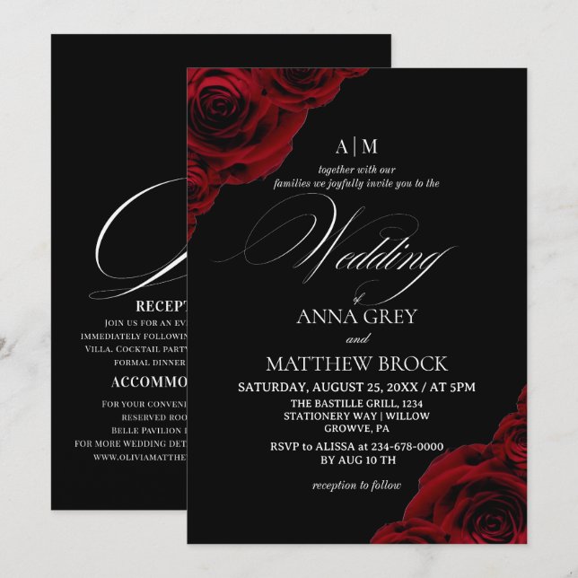 Devine Elegant Rose⎮All in One Wedding Invitation (Front/Back)