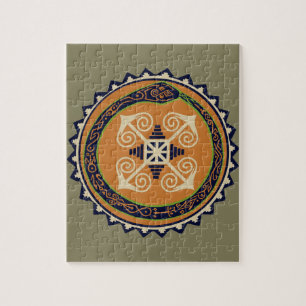 Devine Fire Wheel with Ouroboros Snake VooDoo Jigsaw Puzzle