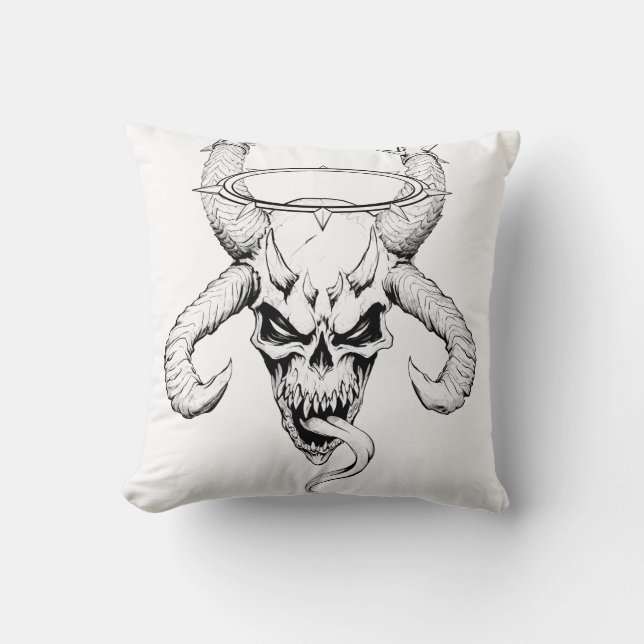 Devine Skull of Death White Cushion (Front)