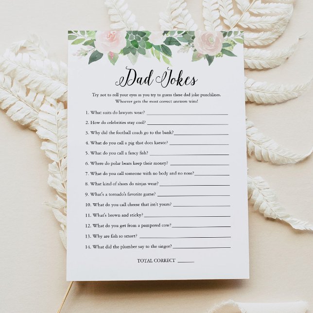 DEVON Dad Jokes Greenery Baby Shower Game Card (Creator Uploaded)