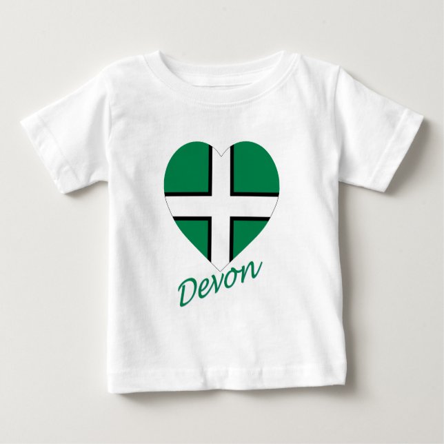 Devon Flag Heart with Name Baby T-Shirt (Front)