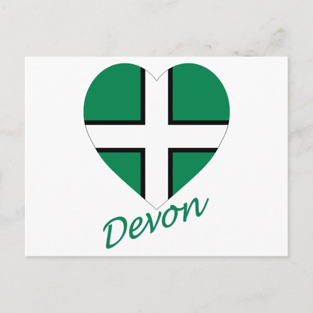Devon Flag Heart with Name Postcard (Front)