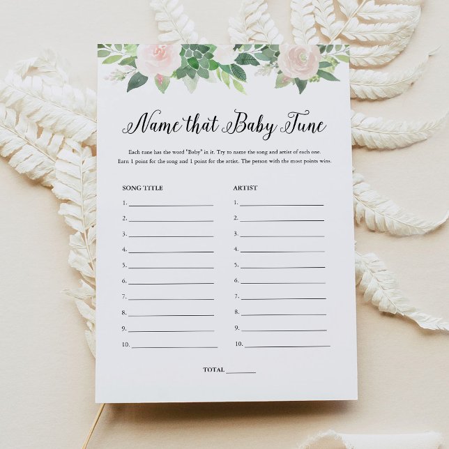 DEVON Floral Name That Baby Tune Baby Shower Game Invitation (Creator Uploaded)