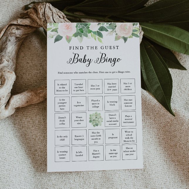 DEVON Greenery Find The Guest Baby Bingo Game Card (Creator Uploaded)
