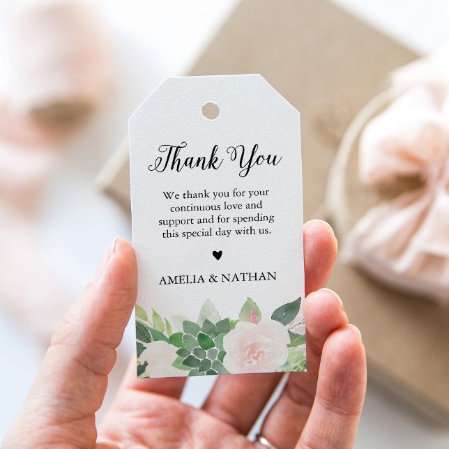 DEVON Greenery Succulent Blush Floral Favour Tag (Creator Uploaded)