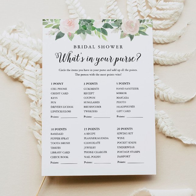 DEVON Greenery What's In Your Purse Shower Game Invitation (Creator Uploaded)