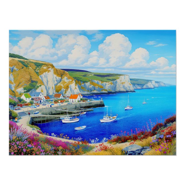 "Devon Harbour Dreamscape" – An English Seascape Poster (Front)