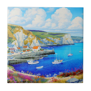 "Devon Harbour Dreamscape" – An English Seascape Tile