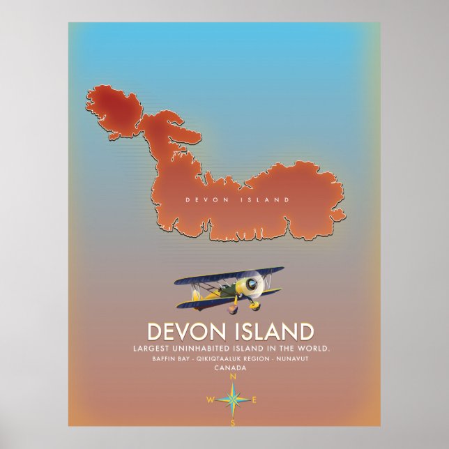 Devon island, canada map poster (Front)